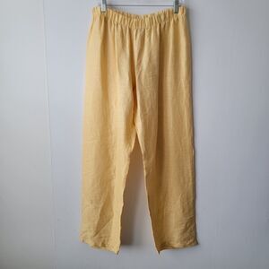 Heydari women's 100% linen pull on pants size L better yellow breathable beachy
